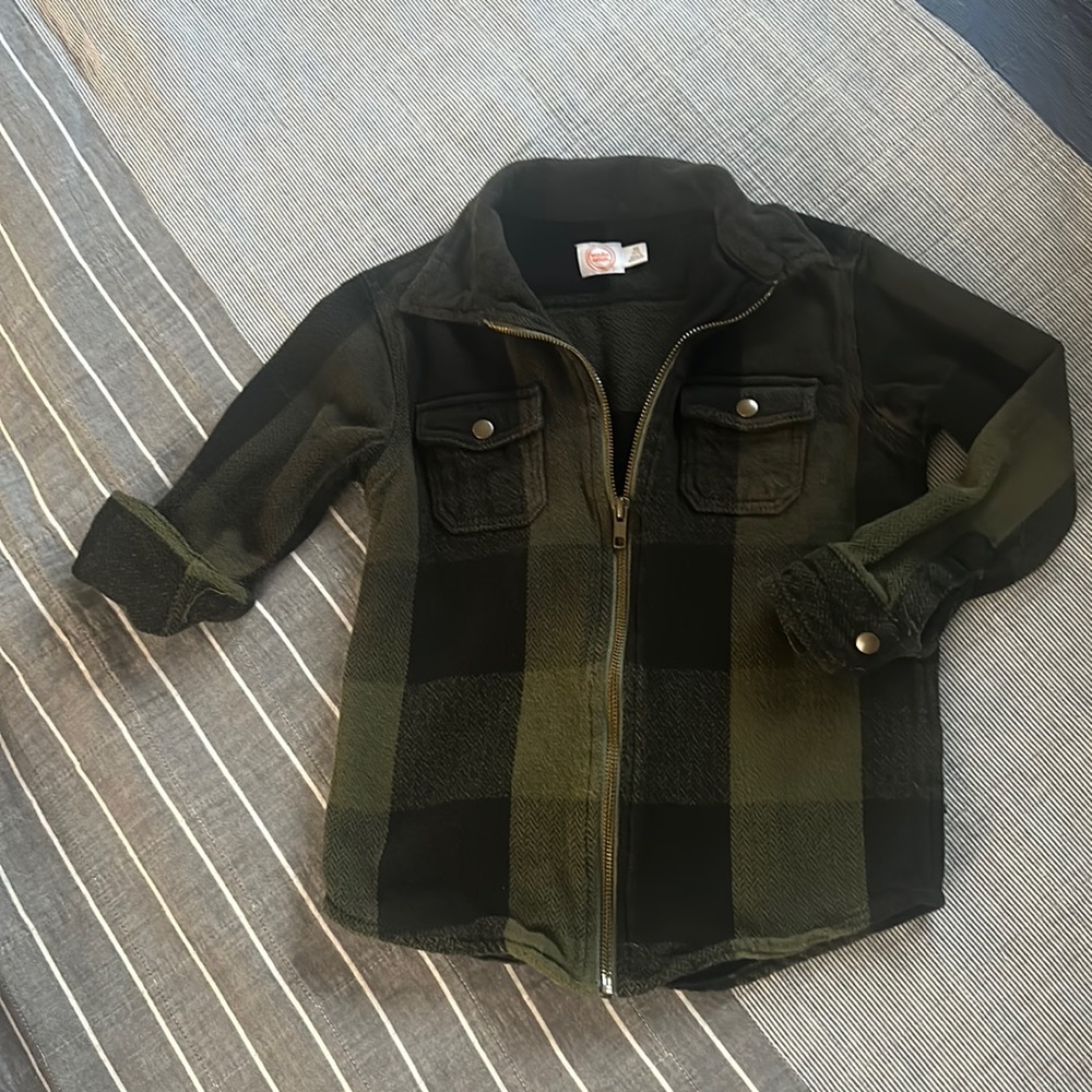 Wonder Nation Green Plaid Zip Up Shacket